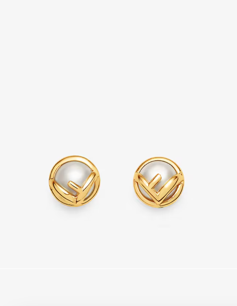 7557 - F is Fendi Pearl & Gold-tone Earrings - New - Image 1