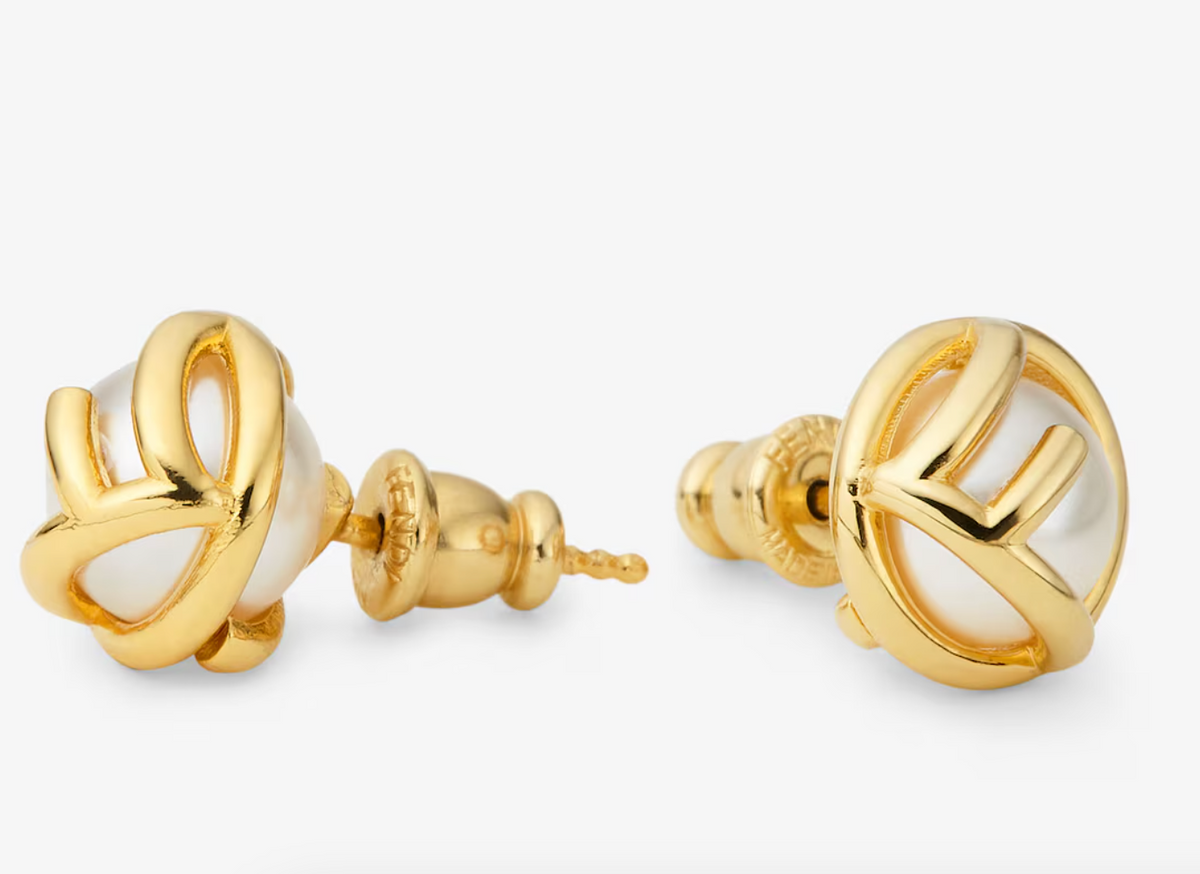 7557 - F is Fendi Pearl & Gold-tone Earrings - New - Image 2
