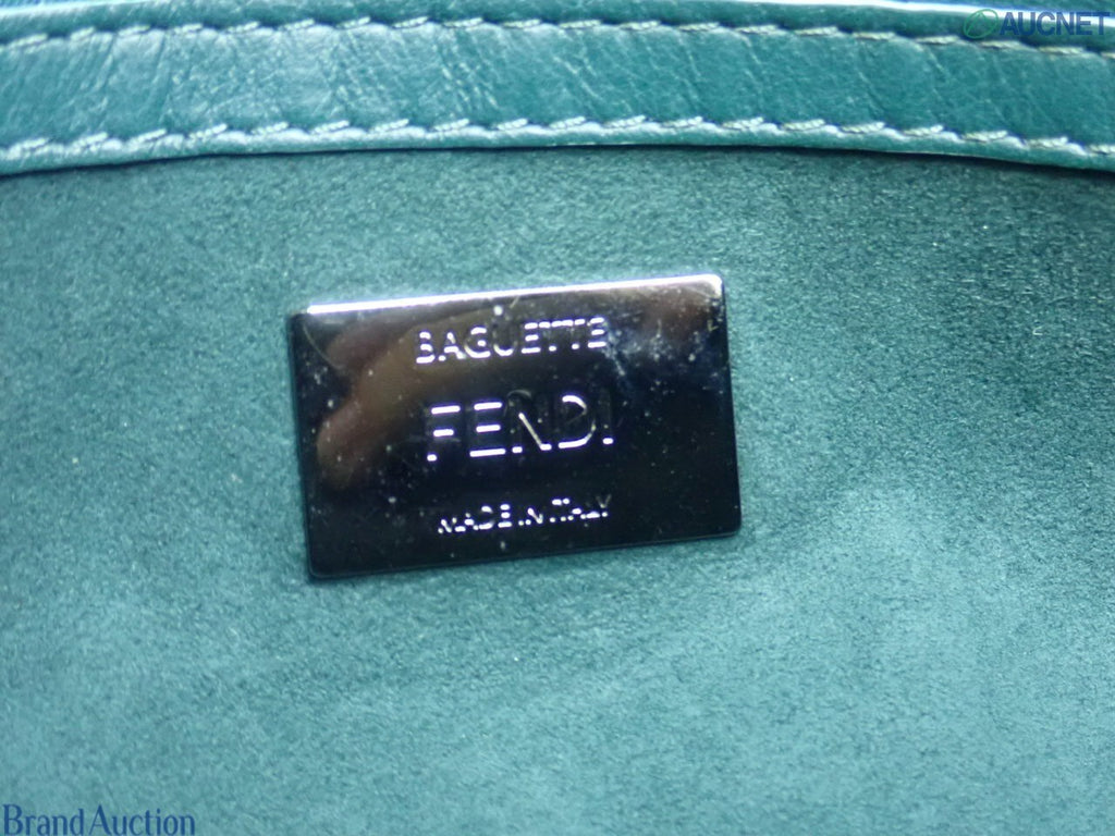 7597 - Fendi Waves Baguette Leather Shoulder Bag Dark Green - Image 11
