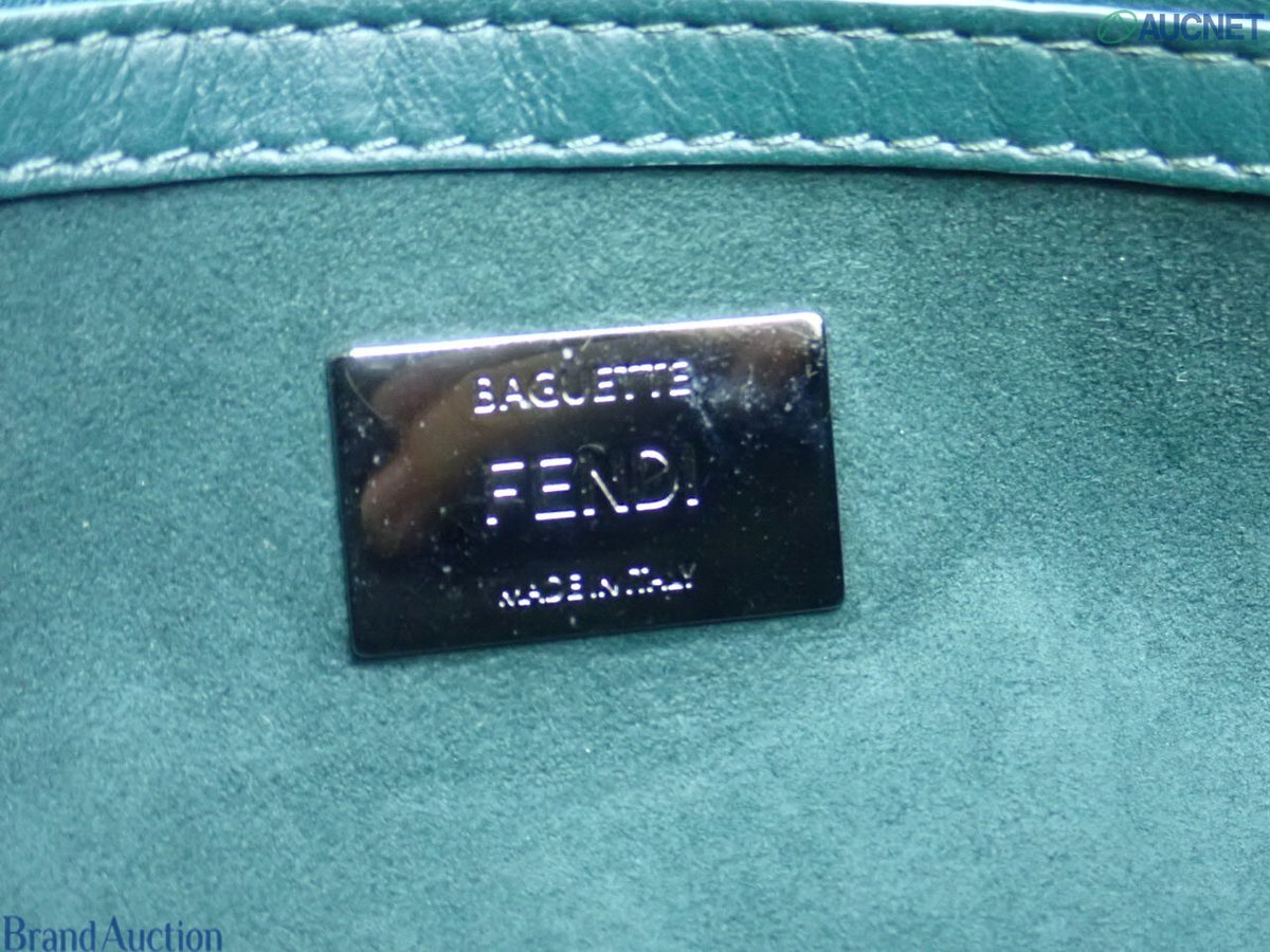 7597 - Fendi Waves Baguette Leather Shoulder Bag Dark Green - Image 11
