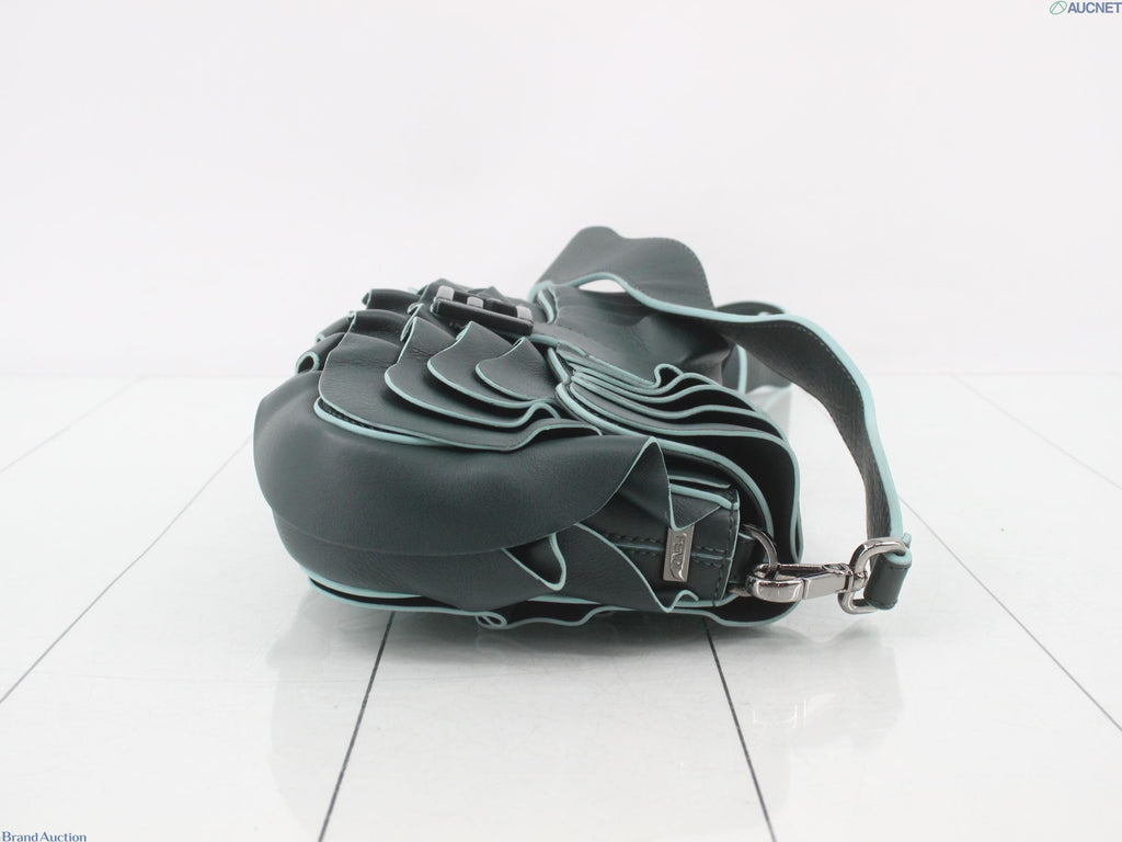 7597 - Fendi Waves Baguette Leather Shoulder Bag Dark Green - Image 3