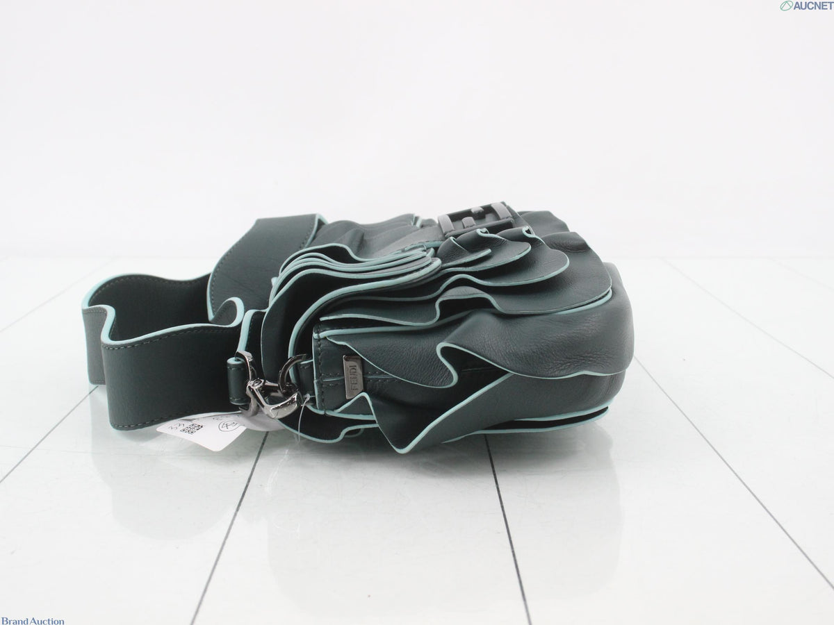 7597 - Fendi Waves Baguette Leather Shoulder Bag Dark Green - Image 4