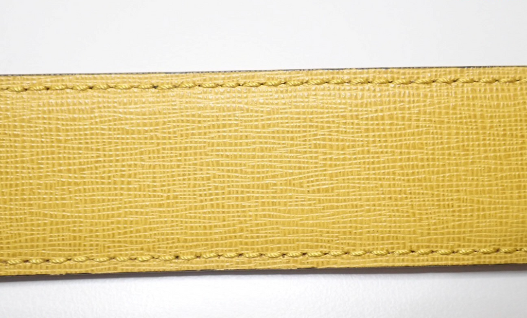 7668 - Fendi Monster Face Reversible Leather Belt Black Yellow - Image 6