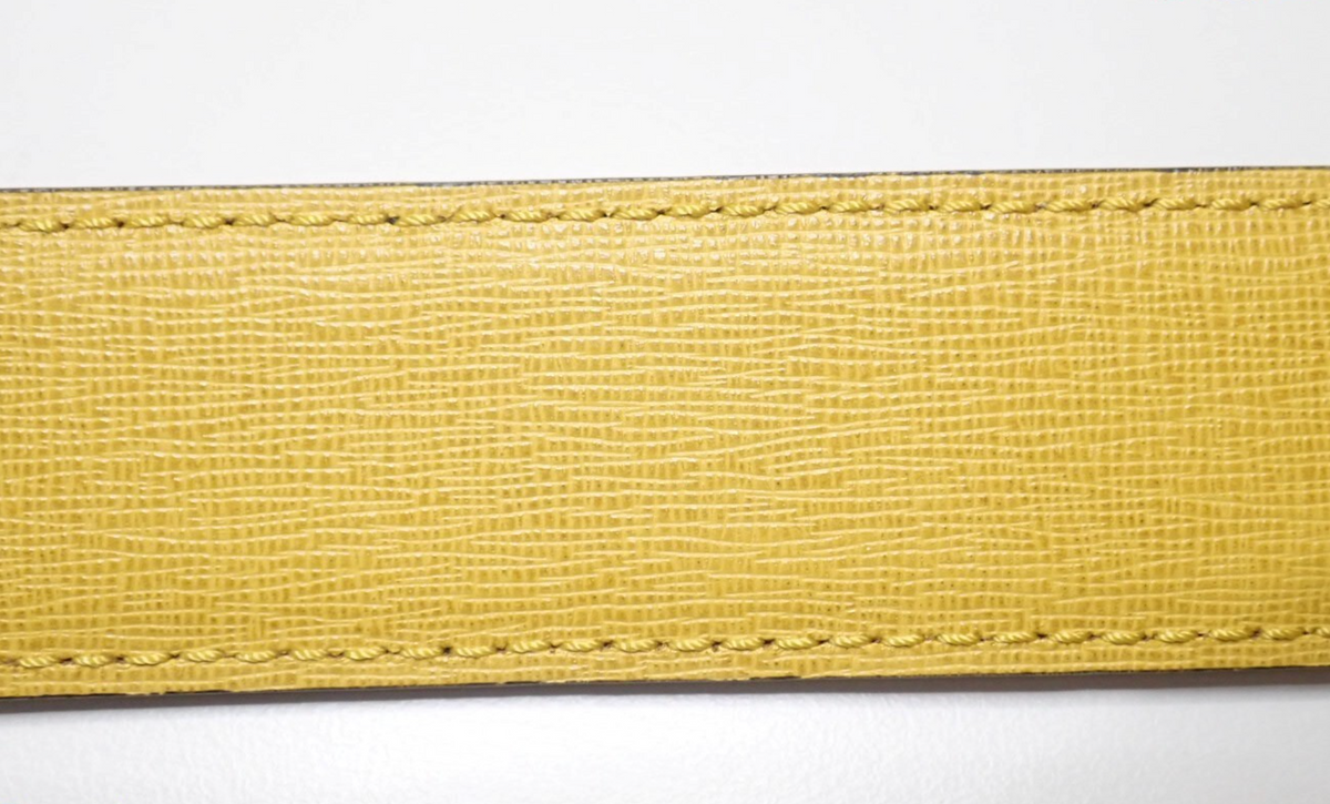 7668 - Fendi Monster Face Reversible Leather Belt Black Yellow - Image 6