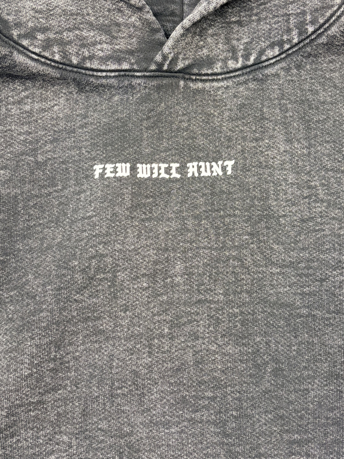 Gray Acid Wash Hoodie Few Will Hunt Graphic Print - Size L / Gray - Image 3