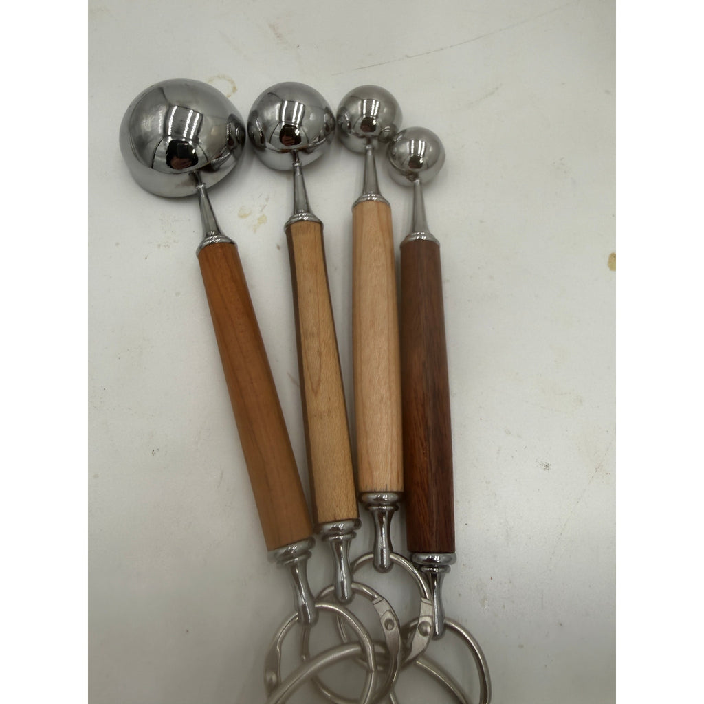 Handcrafted Wooden Measuring Spoons, Set of 4, Lacewood Handles, Tbsp to 1/4 Tsp, SKU 1423