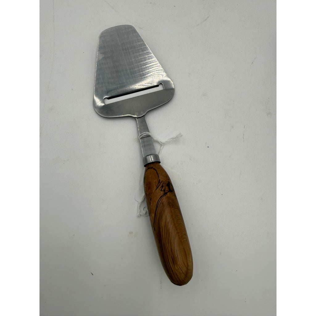 Hand Turned Hardwood Handle Cheese Plane, stainless steel blade, smooth thin slices, artisan kitchen tool, gift ready