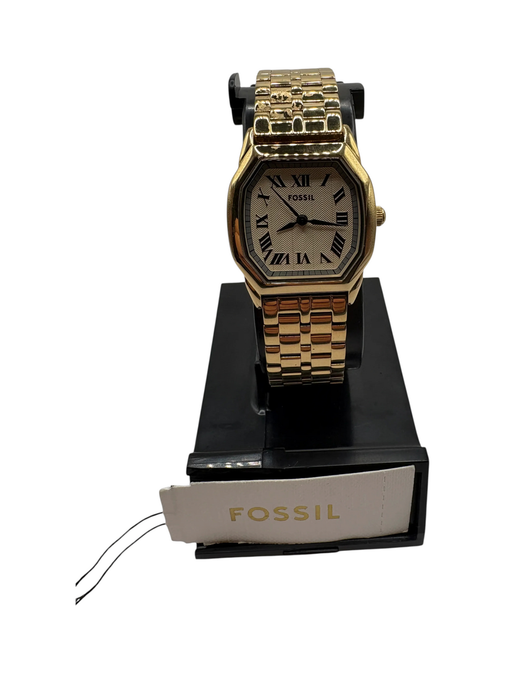 Fossil Harlow Gold Tone Stainless Steel Tonneau Quartz Watch NWT - Image 2