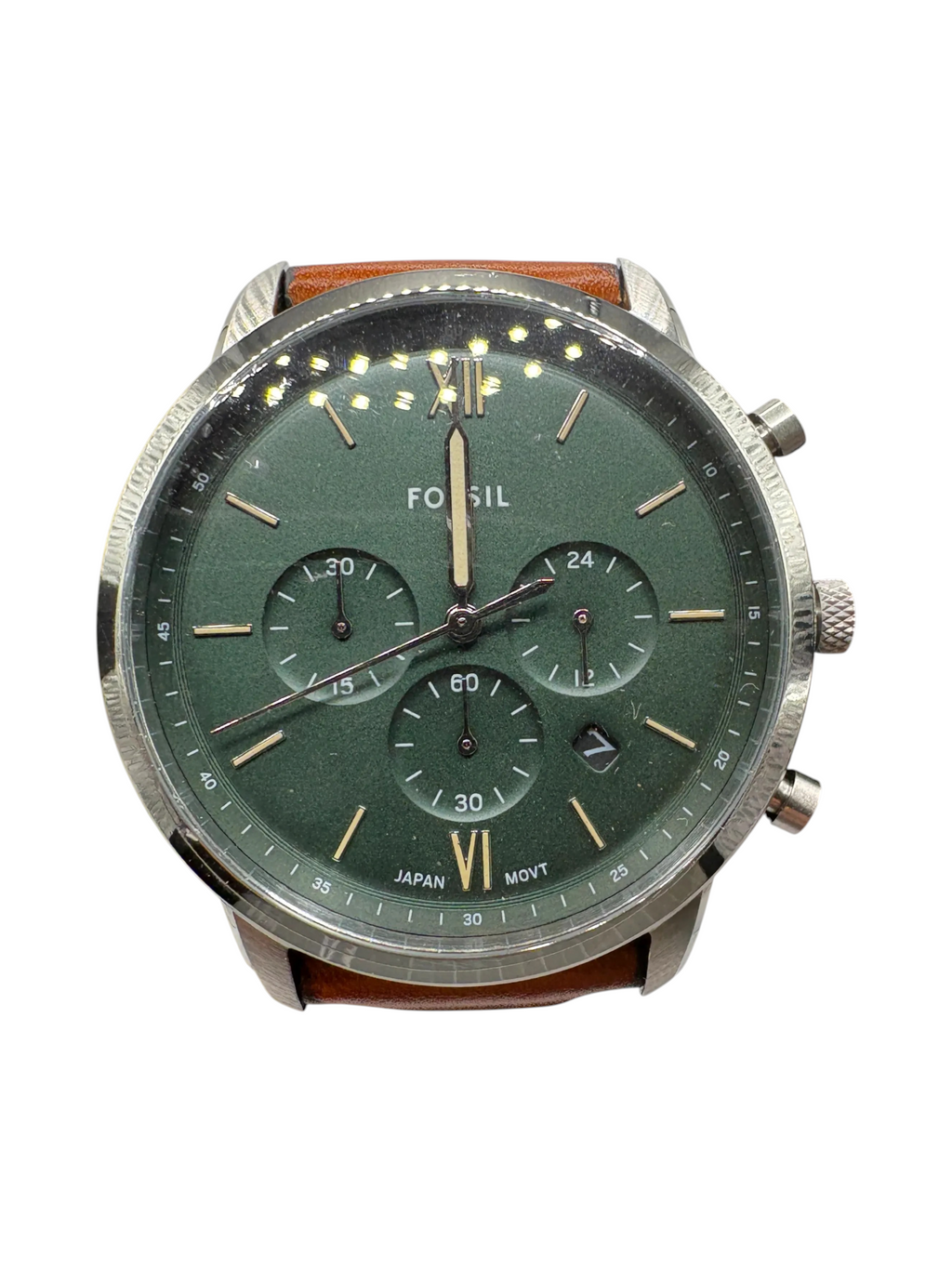 Fossil Neutra Chronograph FS5963 Green Dial Brown Leather Men's Watch - Image 1