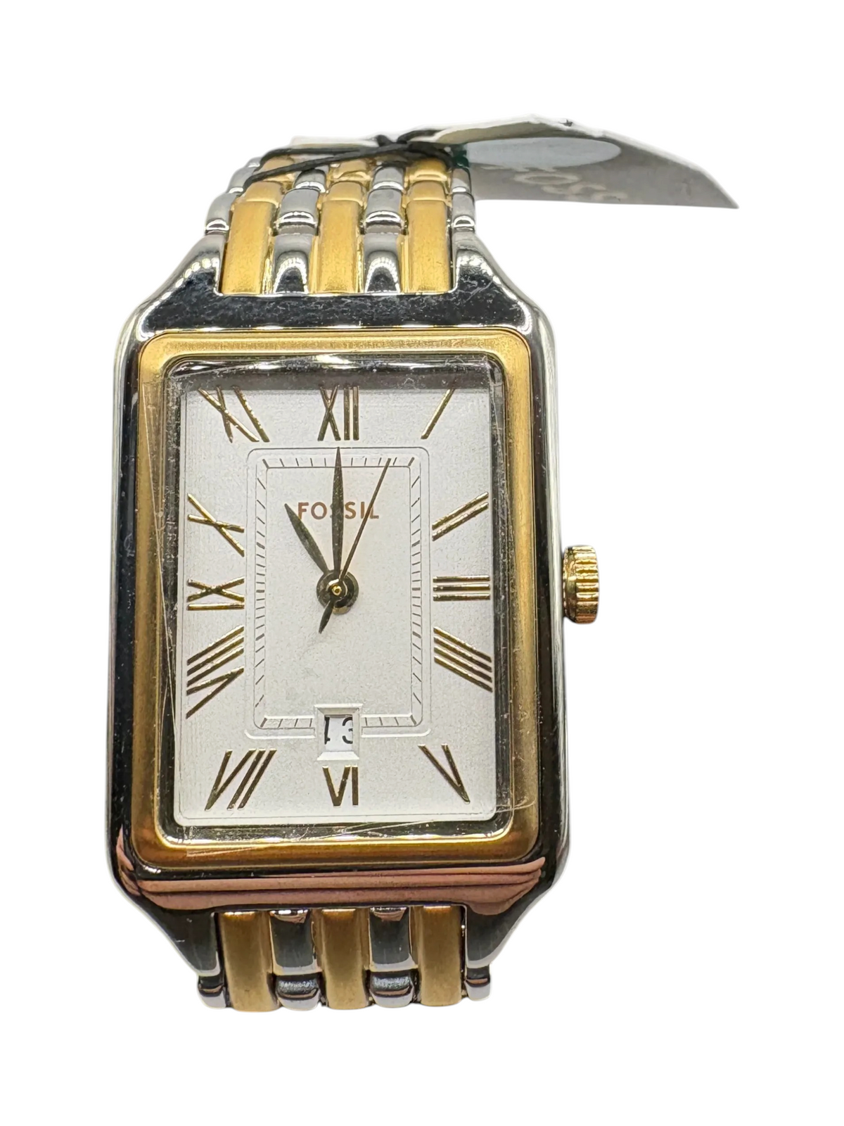 Fossil Raquel ES5368 Quartz Rectangular Two-tone White Dial Women's Watch - Image 1