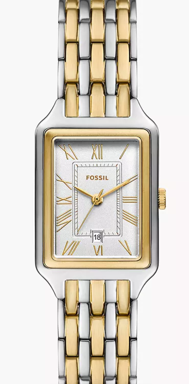 Fossil Raquel ES5368 Quartz Rectangular Two-tone White Dial Women's Watch - Image 7