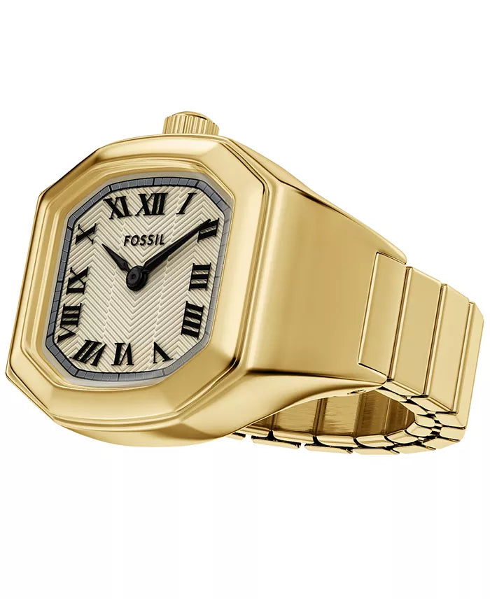 Fossil Nick Jonas Women Watch Octagonal Gold Guilloche Roman Numeral Tin Gold