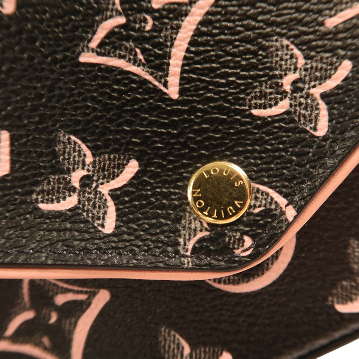CURATED by Kira Louis Vuitton Felicie pochette in black and pink monogram canvas with gold-tone hardware detail