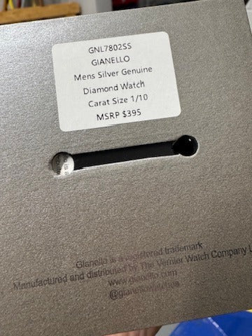 Gianello Black Dial Rectangular Japan Movement 1/10CT TW Watch GNL7802SS - NIB - Image 10
