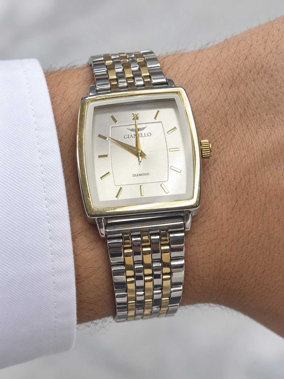 Gianello Bravura Square Two Tone Link Quartz Watch GNL7817TT - Image 9