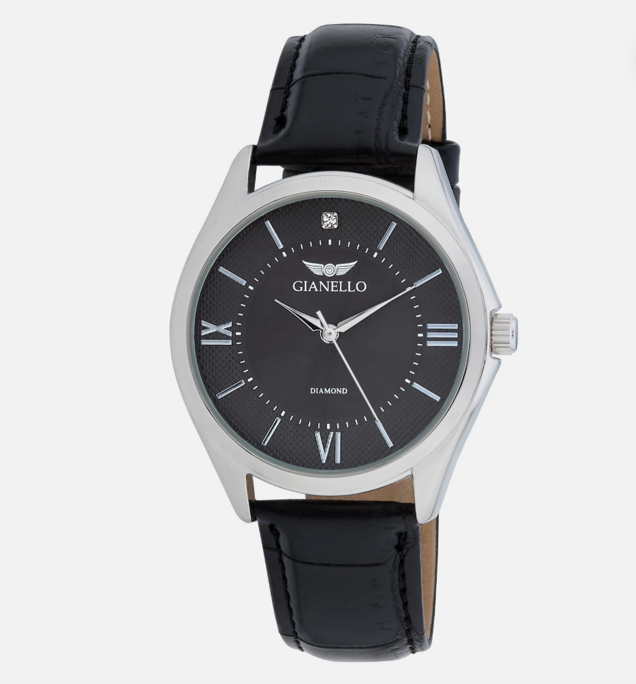 Gianello Genuine Diamond Dial Constantine Black Men's Wristwatch - NIB - Image 1