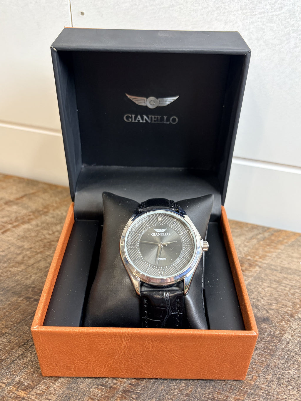 Gianello Genuine Diamond Dial Constantine Black Men's Wristwatch - NIB - Image 2