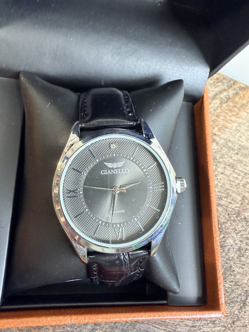 Gianello Genuine Diamond Dial Constantine Black Men's Wristwatch - NIB - Image 4