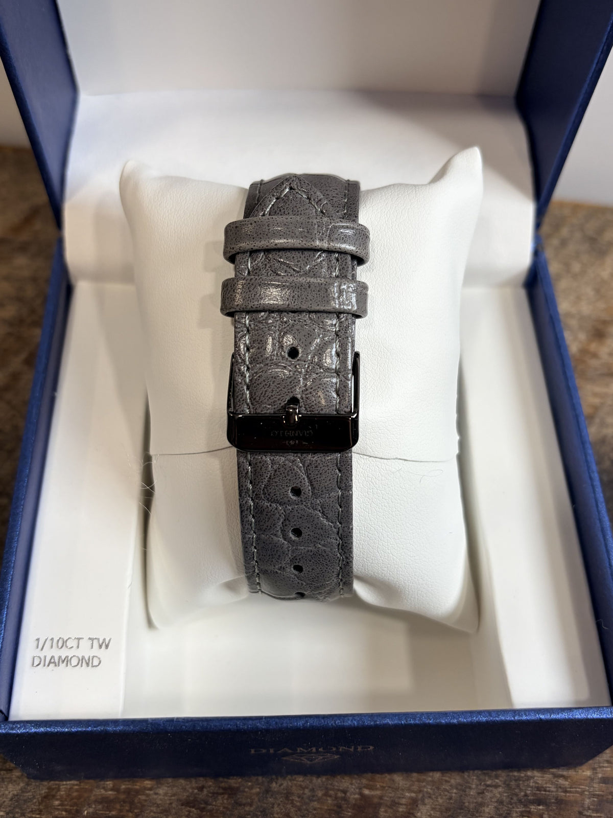 Gianello Gunmetal Gray Leather Diamond Watch GNL7802GN - NIB - Image 2