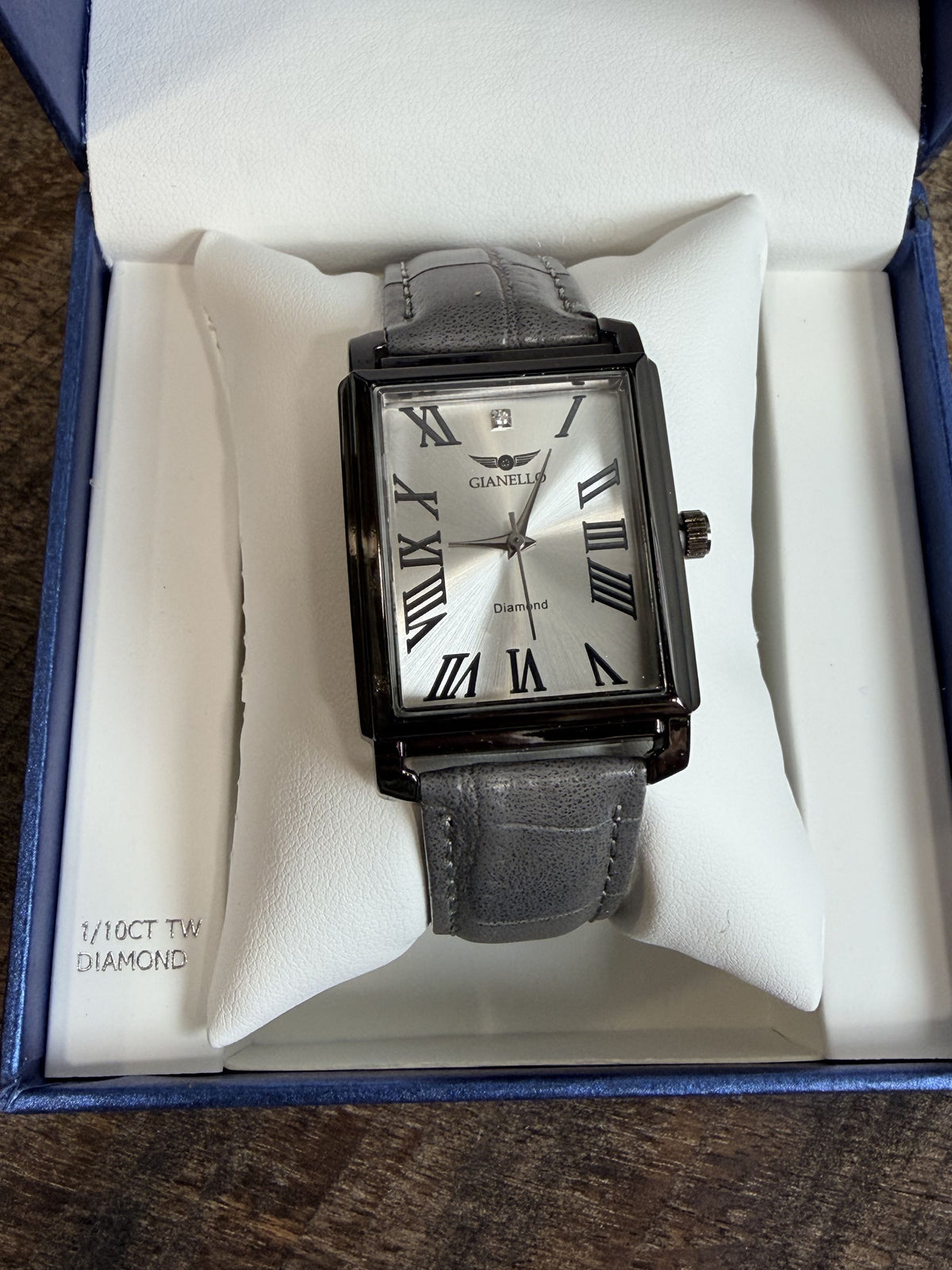 Gianello Gunmetal Gray Leather Diamond Watch GNL7802GN - NIB - Image 3