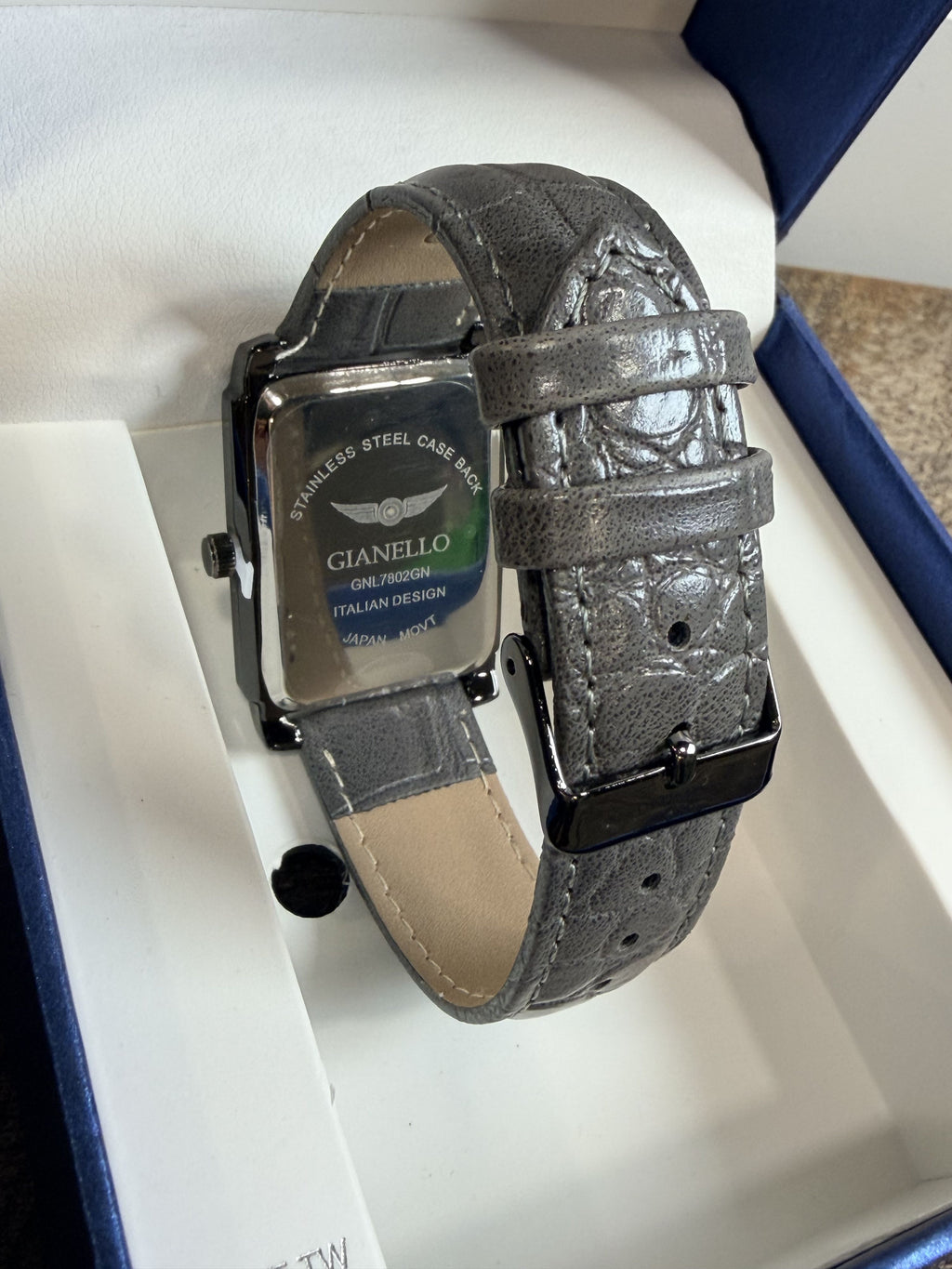 Gianello Gunmetal Gray Leather Diamond Watch GNL7802GN - NIB - Image 6
