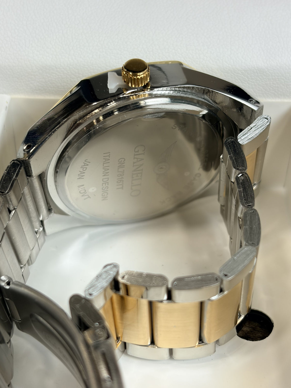 Gianello Lucido Round Two Tone Link Watch Genuine Diamond GNL7816TT - NIB - Image 4