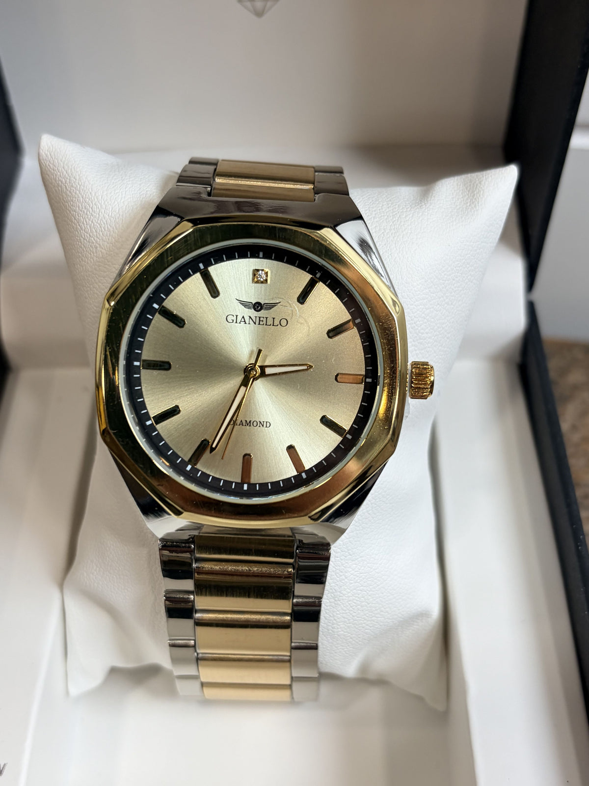 Gianello Lucido Round Two Tone Link Watch Genuine Diamond GNL7816TT - NIB - Image 6
