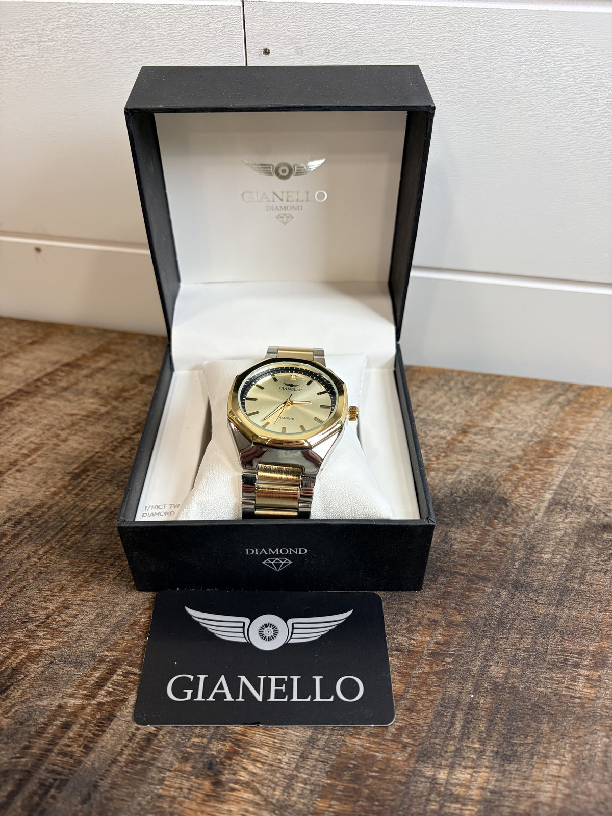 Gianello Lucido Round Two Tone Link Watch Genuine Diamond GNL7816TT - NIB - Image 8