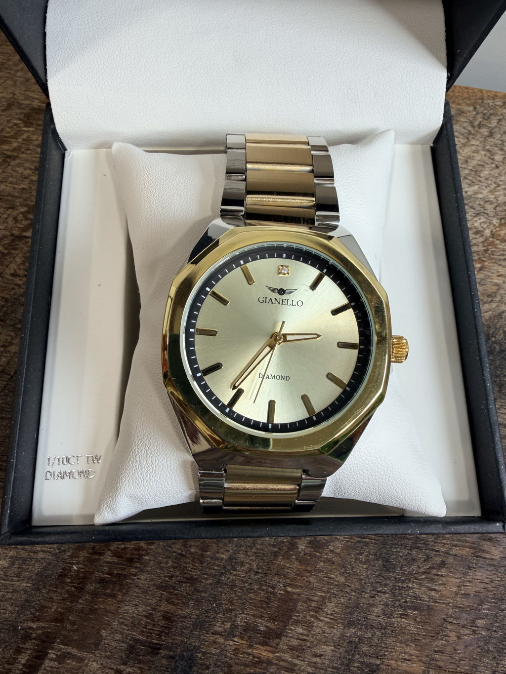 Gianello Lucido Round Two Tone Link Watch Genuine Diamond GNL7816TT - NIB - Image 1