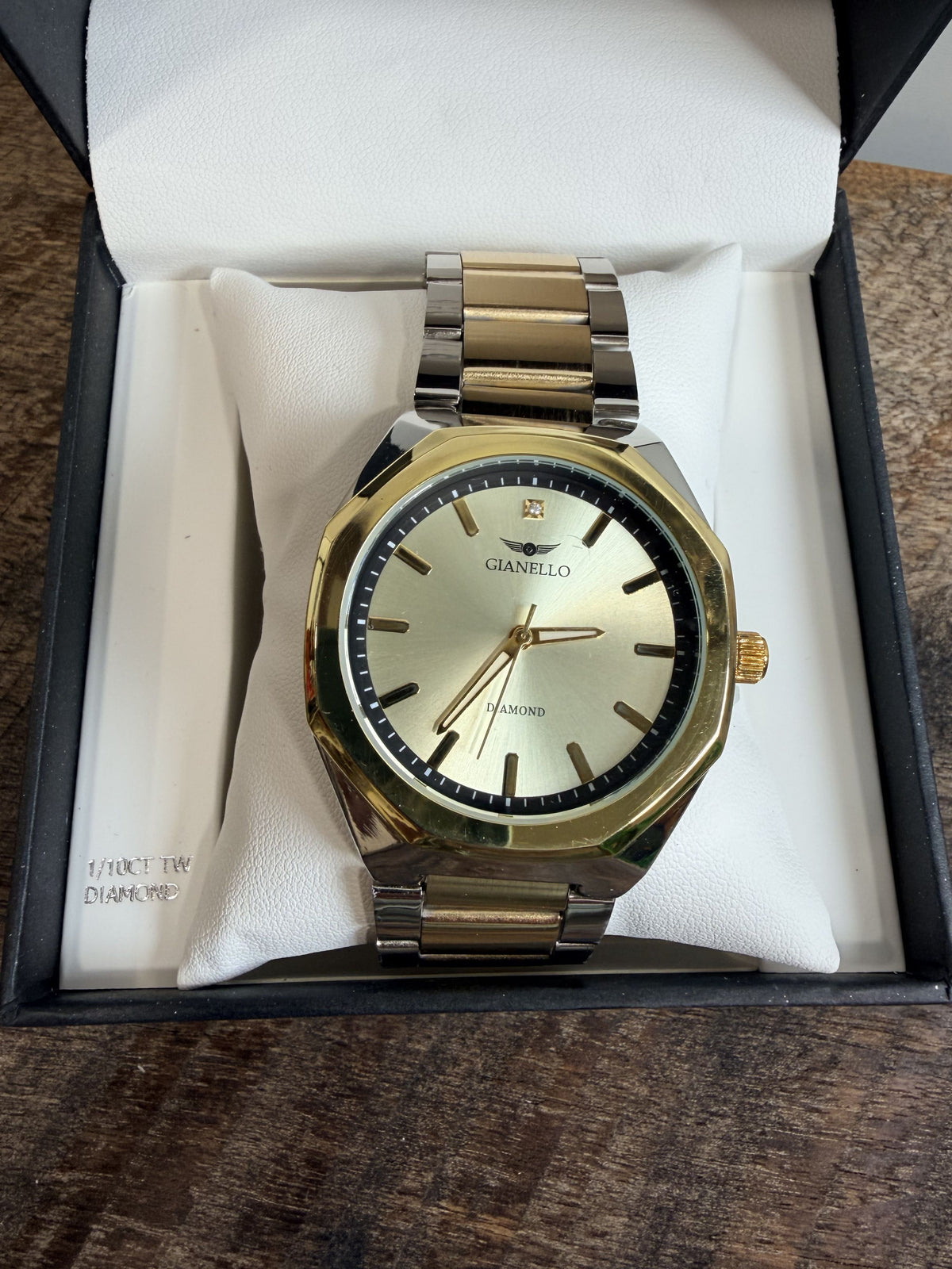 Gianello Lucido Round Two Tone Link Watch Genuine Diamond GNL7816TT - NIB - Image 1