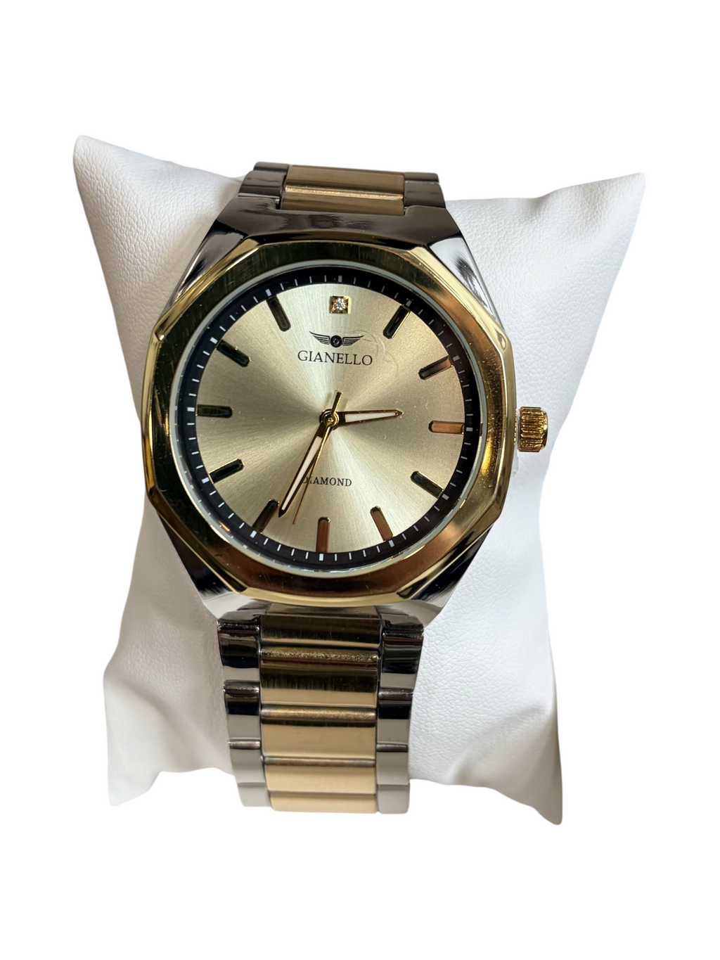 Gianello Lucido Round Two Tone Link Watch Genuine Diamond GNL7816TT - NIB - Image 1