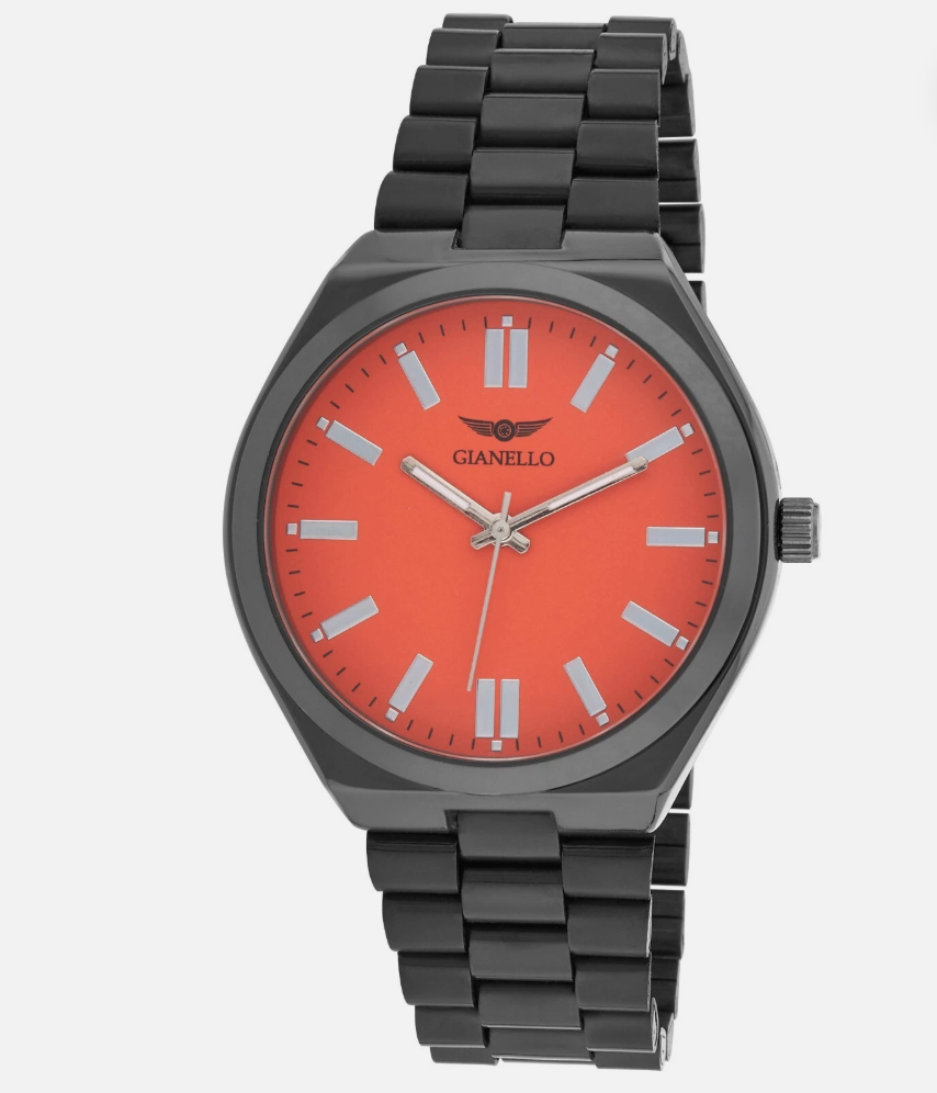 Gianello Presidential Prestige 42mm Orange & Black Link Watch GNL7922GN NIB - Image 1