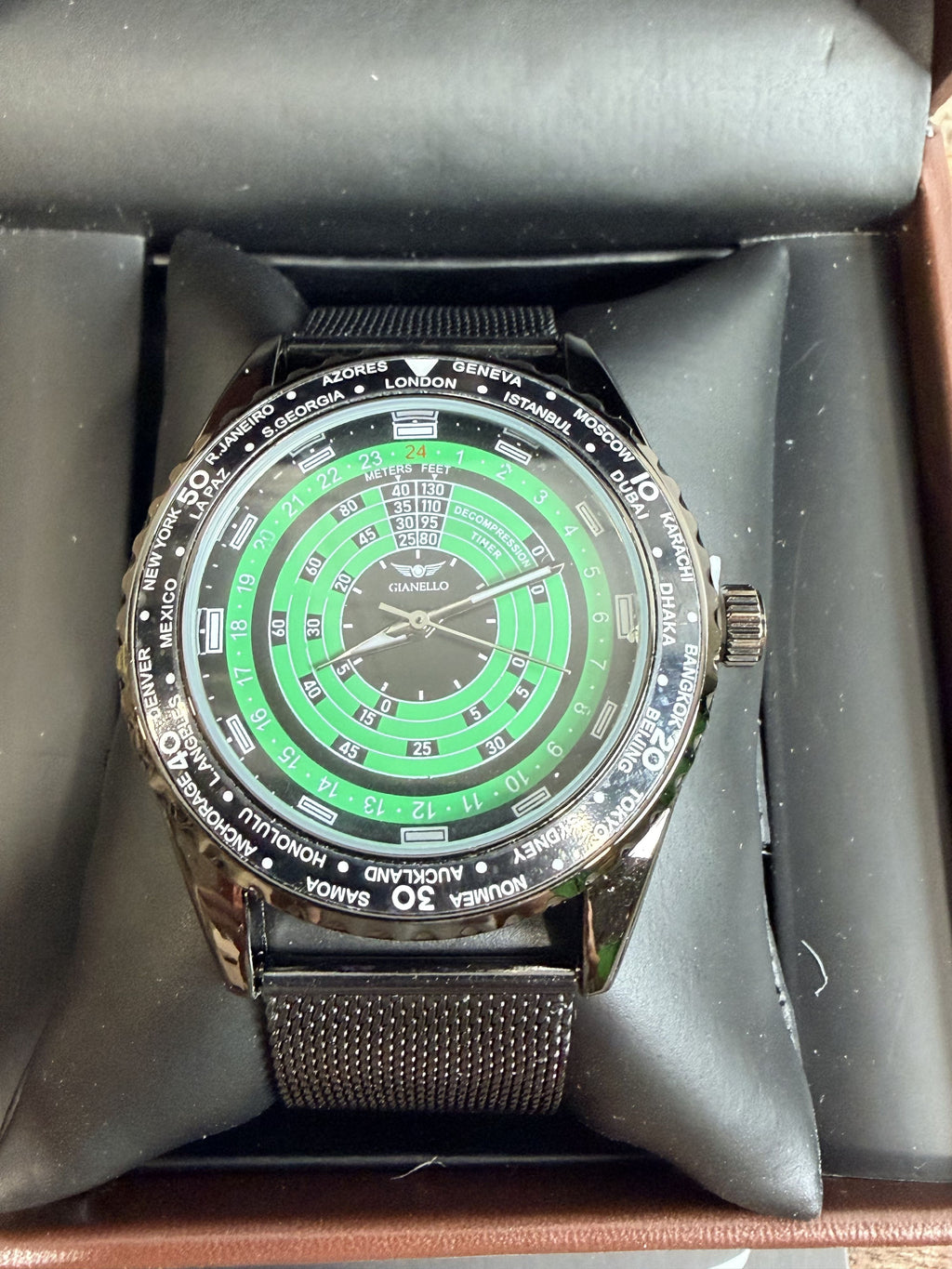 Gianello Spiral Velocity 41 Mesh Strap Watch GNL7939GN - NIB - Image 8