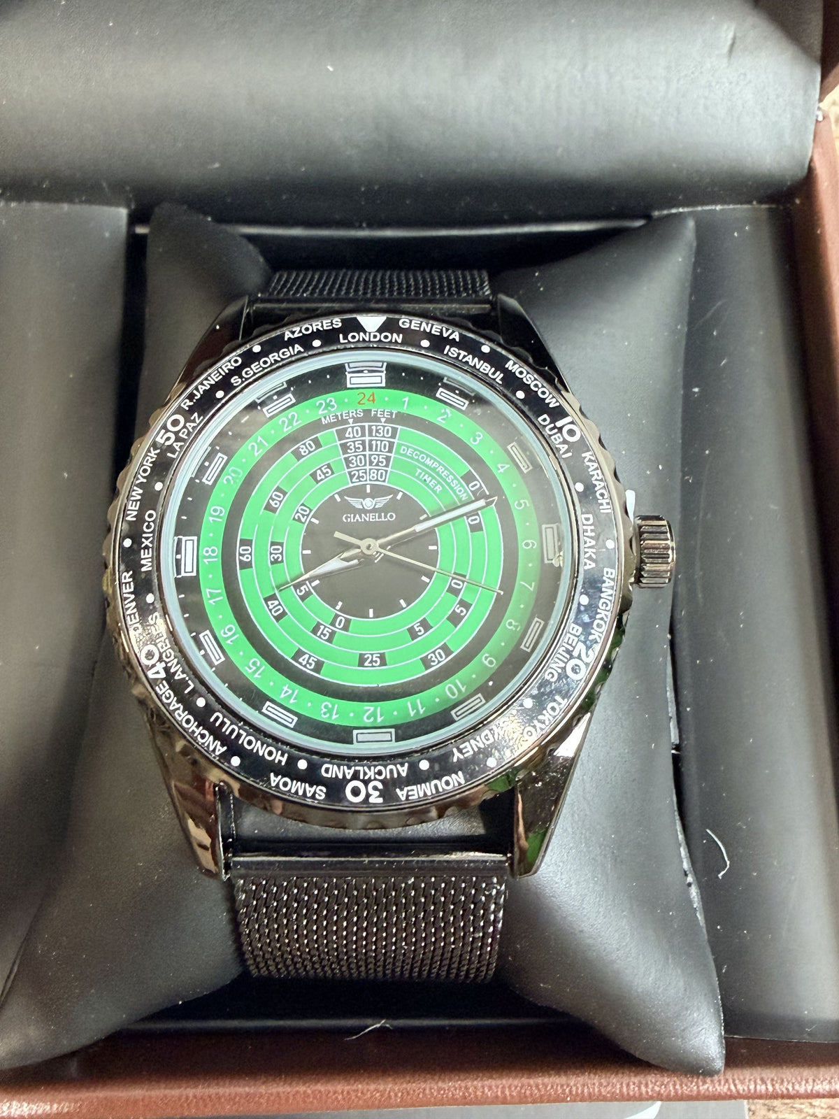 Gianello Spiral Velocity 41 Mesh Strap Watch GNL7939GN - NIB - Image 8