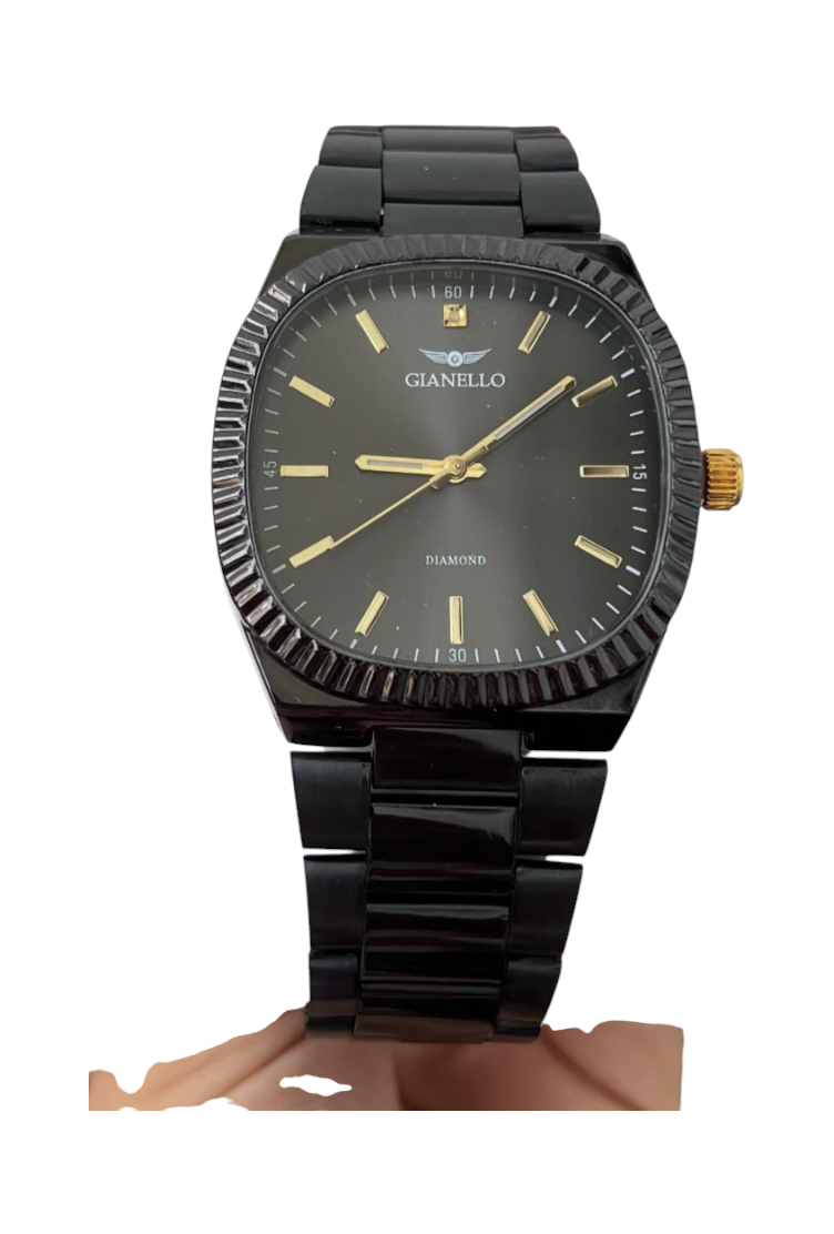 Gianello Stratus Square Black Link Watch 1/10 CT TW GNL7815GN - NIB - Image 1