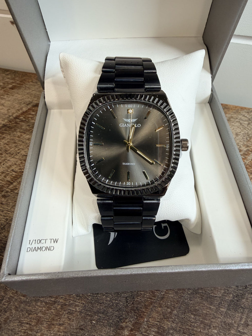Gianello Stratus Square Black Link Watch 1/10 CT TW GNL7815GN - NIB - Image 3