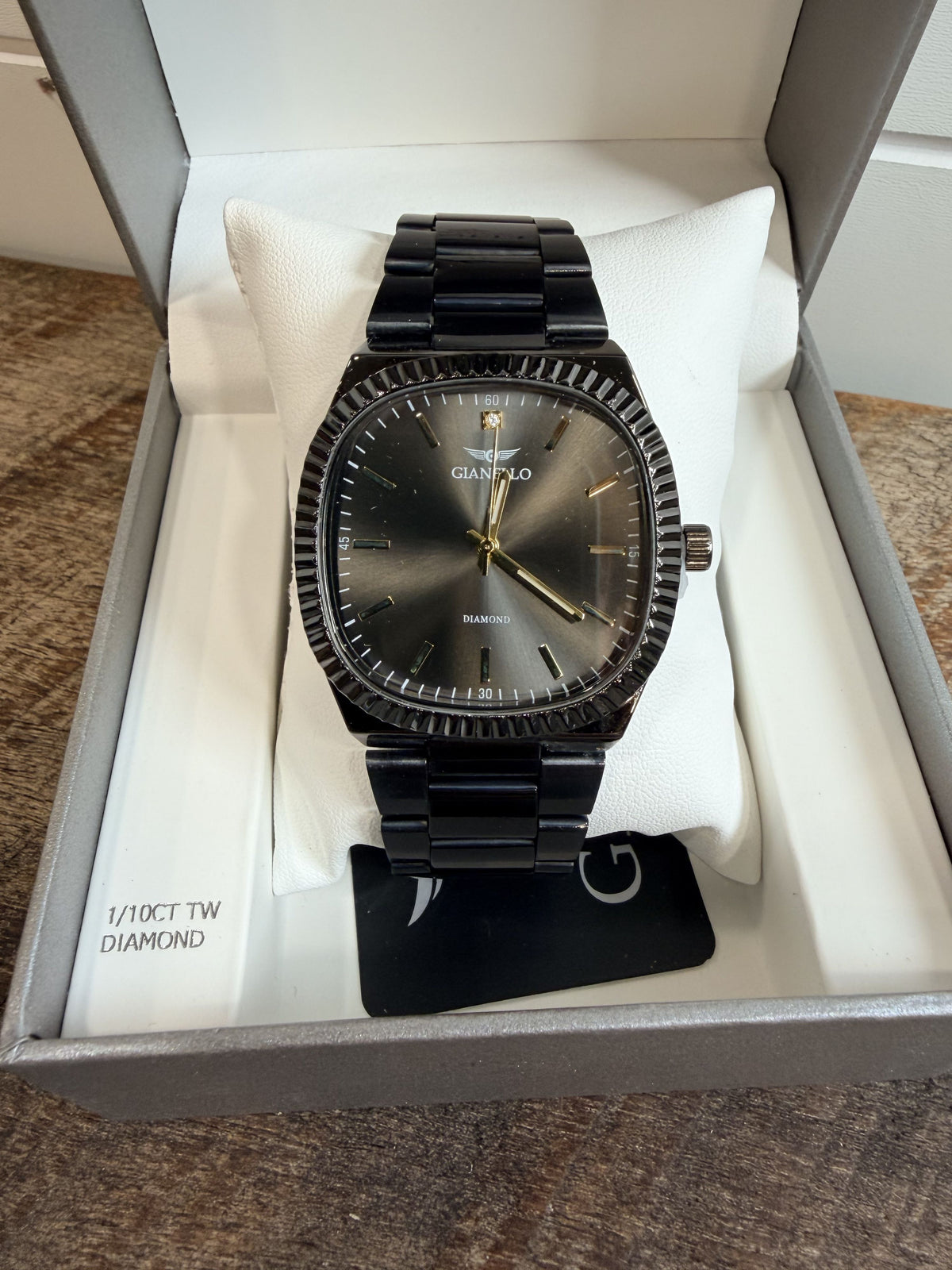 Gianello Stratus Square Black Link Watch 1/10 CT TW GNL7815GN - NIB - Image 3