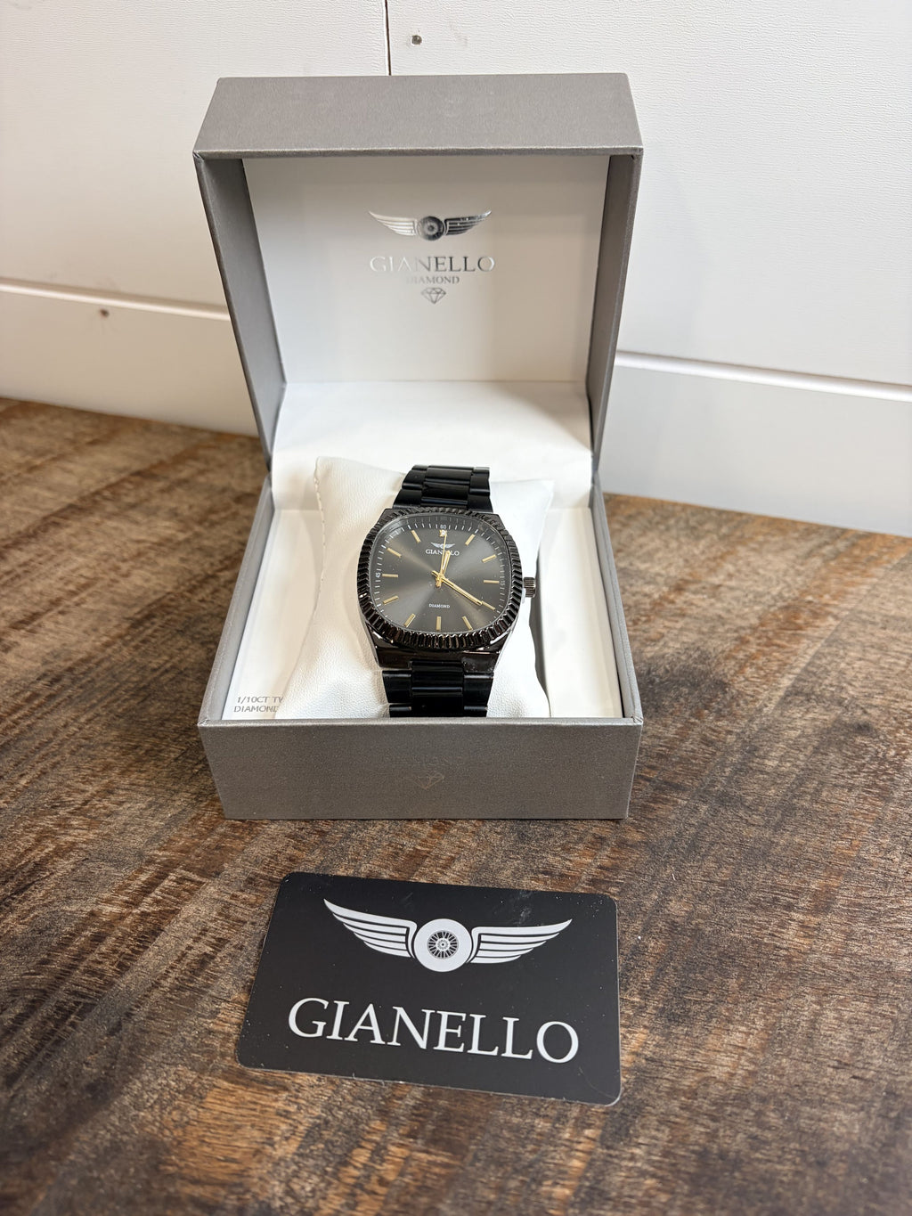 Gianello Stratus Square Black Link Watch 1/10 CT TW GNL7815GN - NIB - Image 4