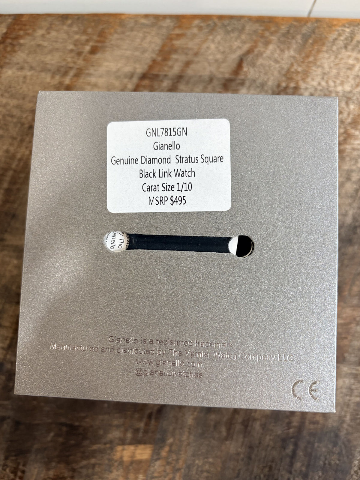 Gianello Stratus Square Black Link Watch 1/10 CT TW GNL7815GN - NIB - Image 8