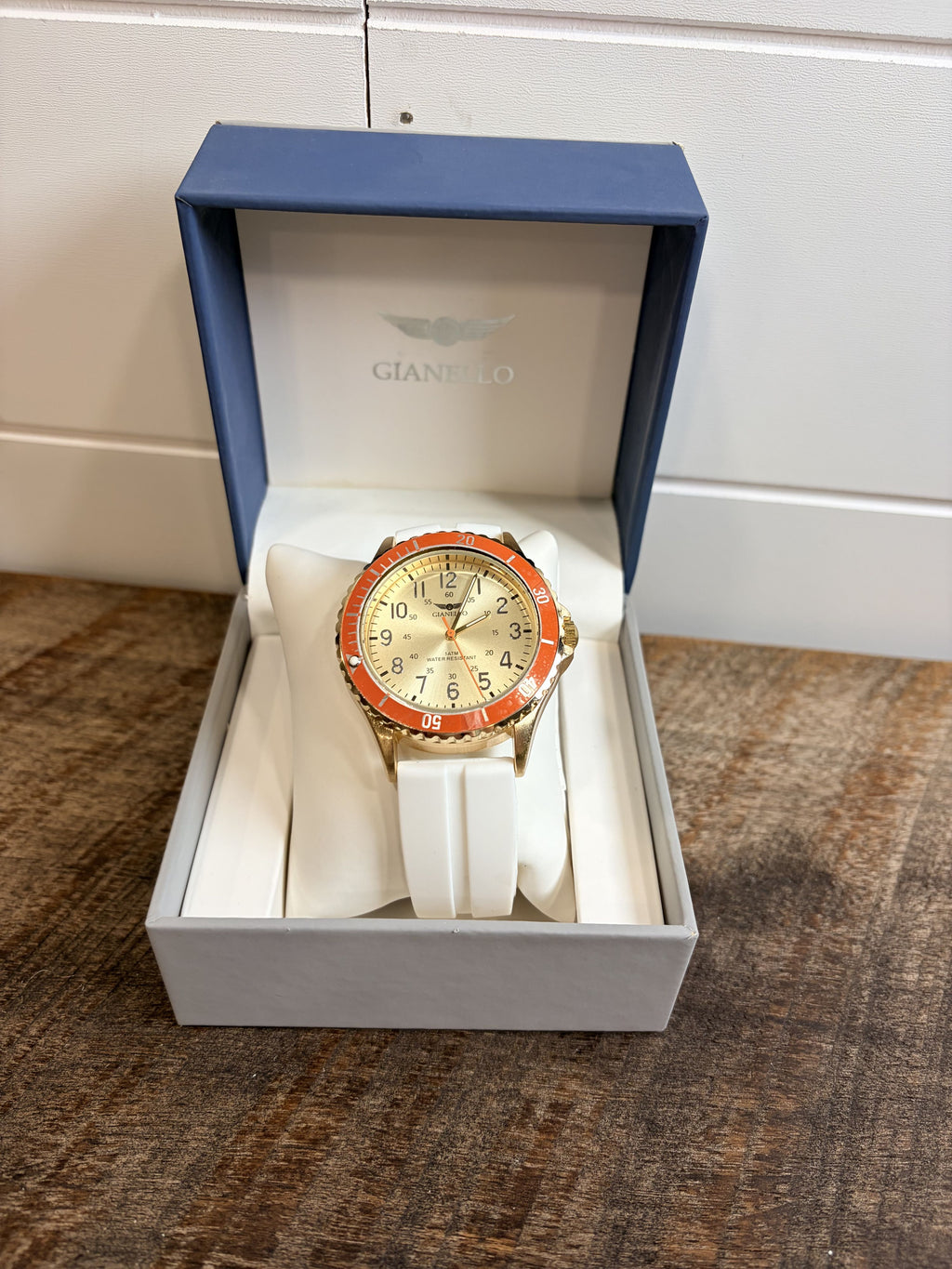Gianello Vinci Silicone Diver Strap Orange Gold & White Wristwatch - NIB - Image 2