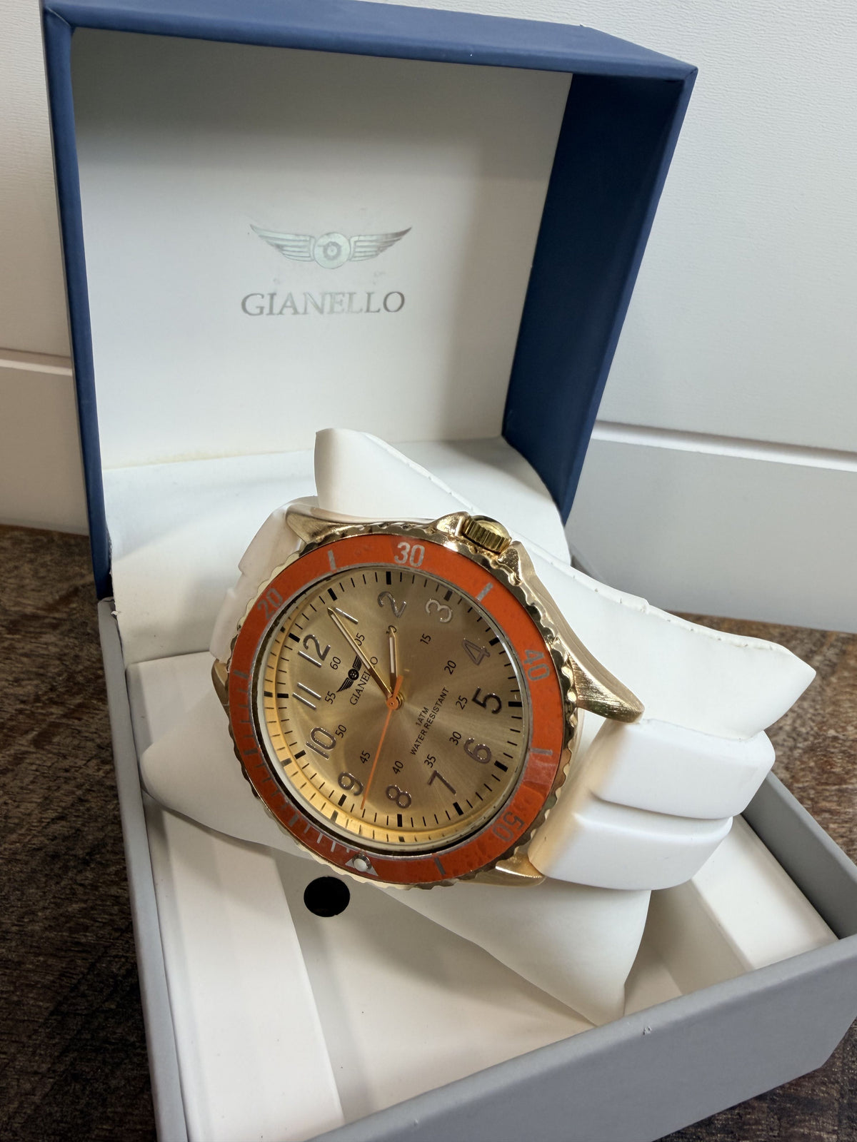 Gianello Vinci Silicone Diver Strap Orange Gold & White Wristwatch - NIB - Image 3