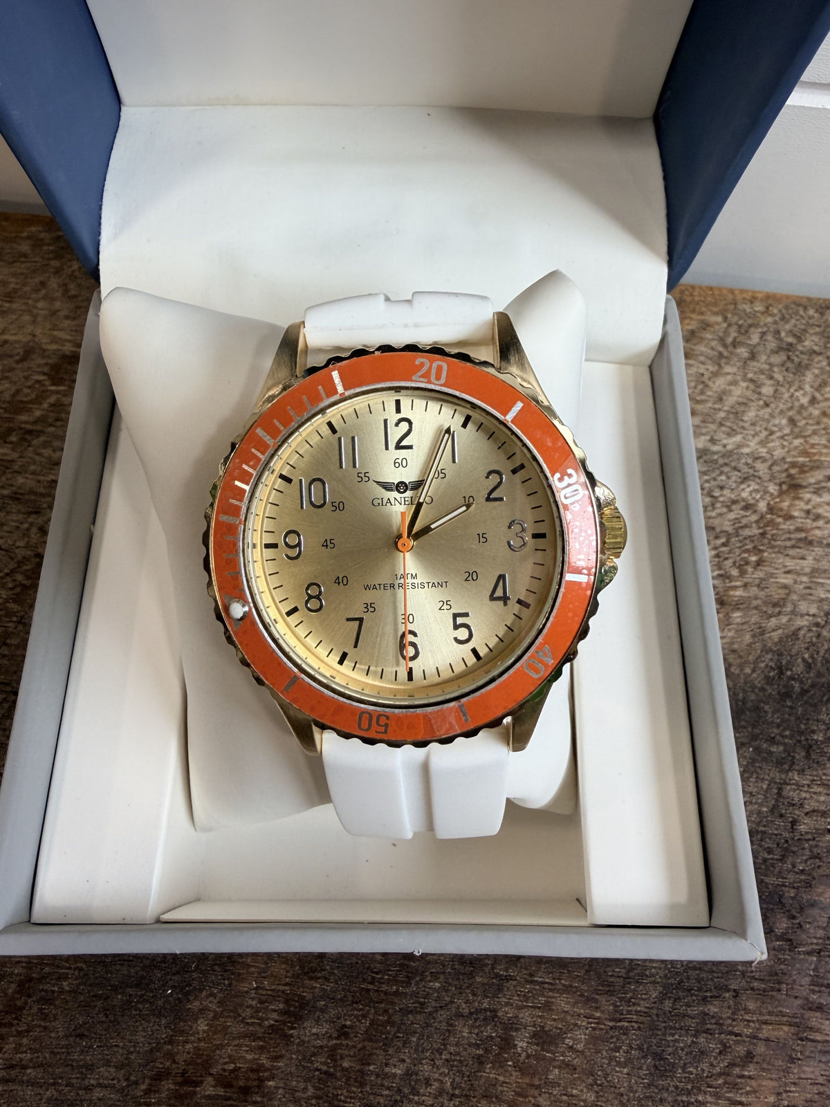 Gianello Vinci Silicone Diver Strap Orange Gold & White Wristwatch - NIB - Image 4