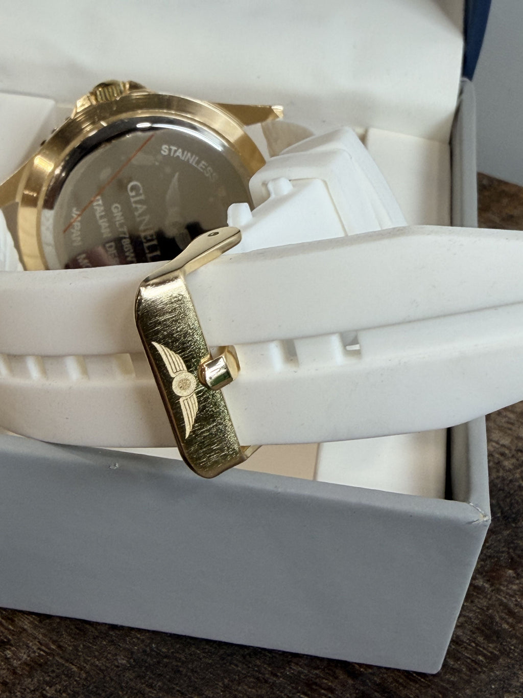 Gianello Vinci Silicone Diver Strap Orange Gold & White Wristwatch - NIB - Image 7