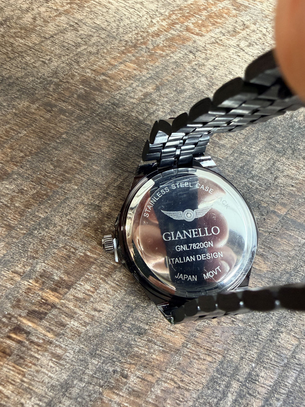 Gianello Zephyr Genuine Diamond Round Black Link Green Dial Watch GNL7820GN NIB - Image 3