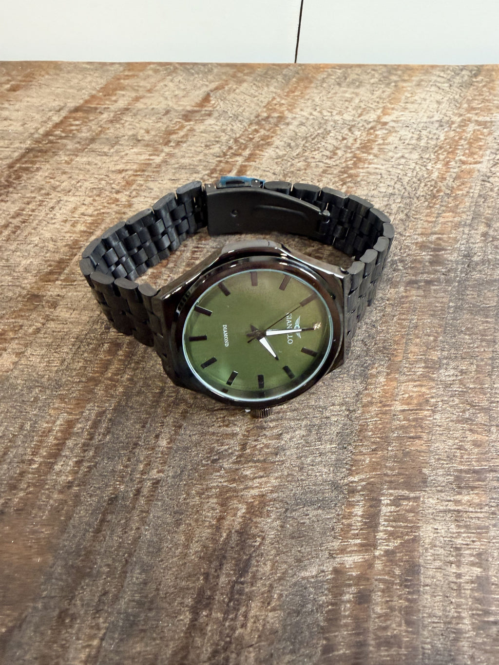 Gianello Zephyr Genuine Diamond Round Black Link Green Dial Watch GNL7820GN NIB - Image 5