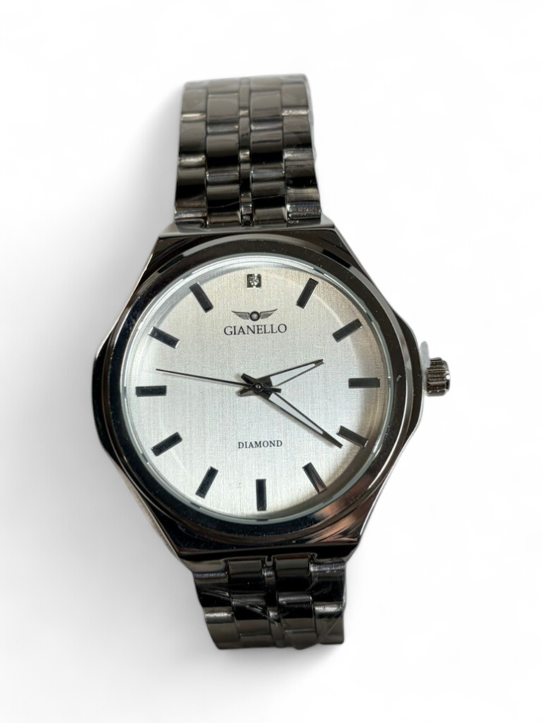 Gianello Zephyr Genuine Diamond Round Silver Link Watch GNL7820SS - NIB - Image 1
