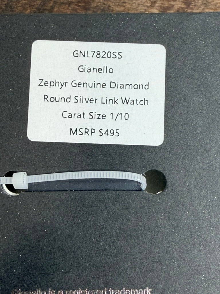 Gianello Zephyr Genuine Diamond Round Silver Link Watch GNL7820SS - NIB - Image 8