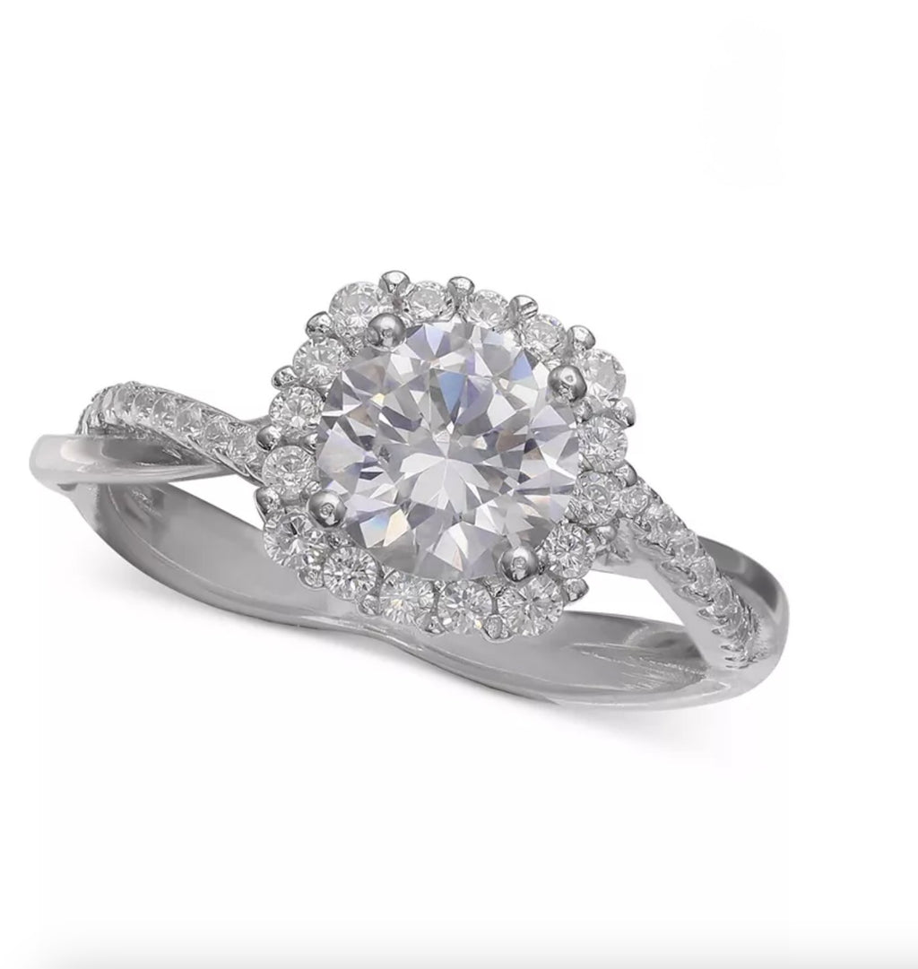 Giani Bernini Cubic Zirconia Halo Ring in Sterling Silver Size 8 - NIB - Image 1
