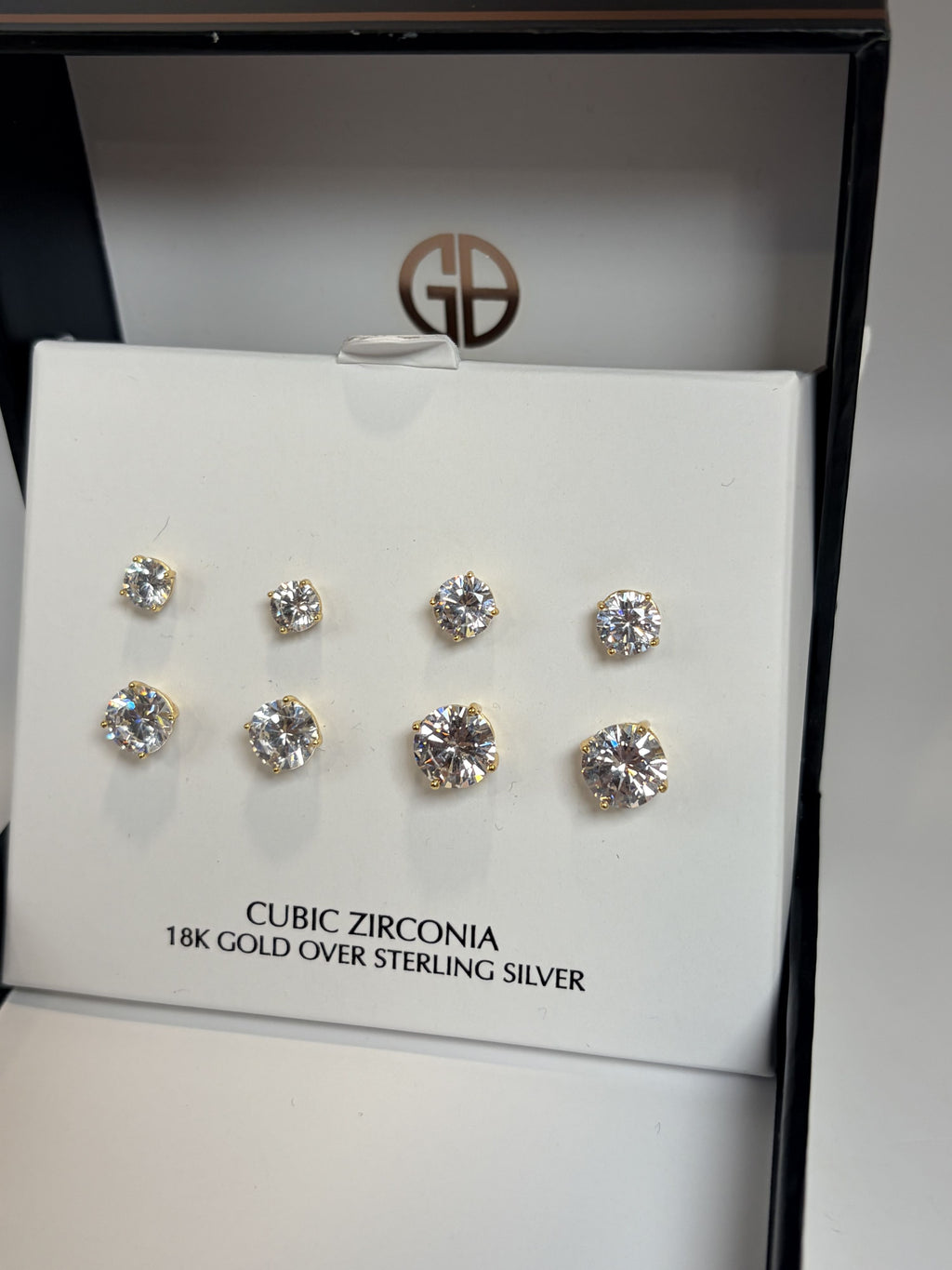 Giani Bernini 18K Gold over Sterling Silver Cubic Zirconia Round Earrings - NIB - Image 1