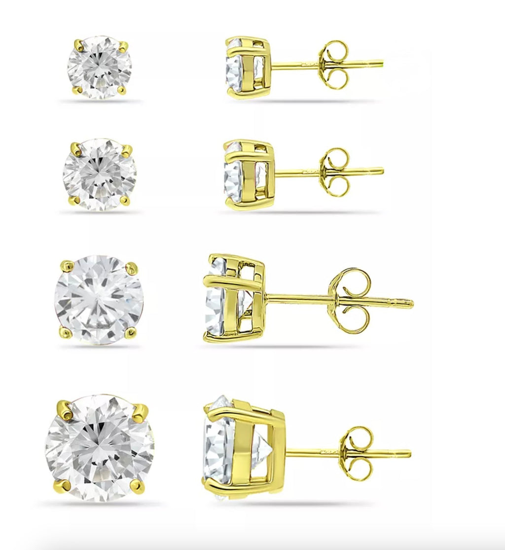 Giani Bernini 18K Gold over Sterling Silver Cubic Zirconia Round Earrings - NIB - Image 1